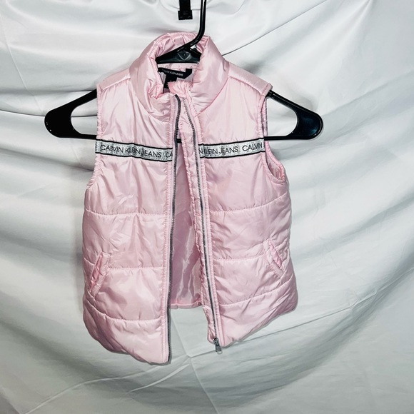 Calvin Klein Jeans Light Pink and Silver Girls Size 6 Puffer Jacket Zip Vest - Picture 8 of 8